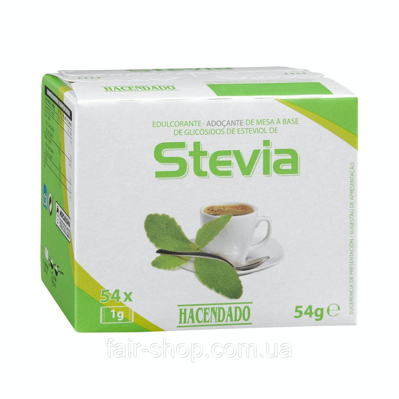 Замінник цукру Hacendado Stevia sweetener sachets Hacendado, 54 гр., оригінал. Доставка з США/ЄС протягом 14 днів, фото 1
