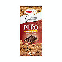 Шоколад Valor Pure chocolate with whole almonds Valor, 150 гр., оригінал. Доставка від 14 днів