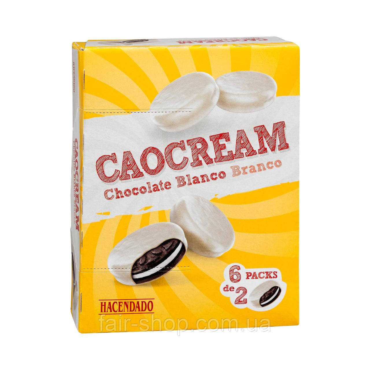 Печиво Hacendado Caocream white chocolate biscuits Hacendado, 252 гр., оригінал. Доставка з США/ЄС протягом 14 днів, фото 1