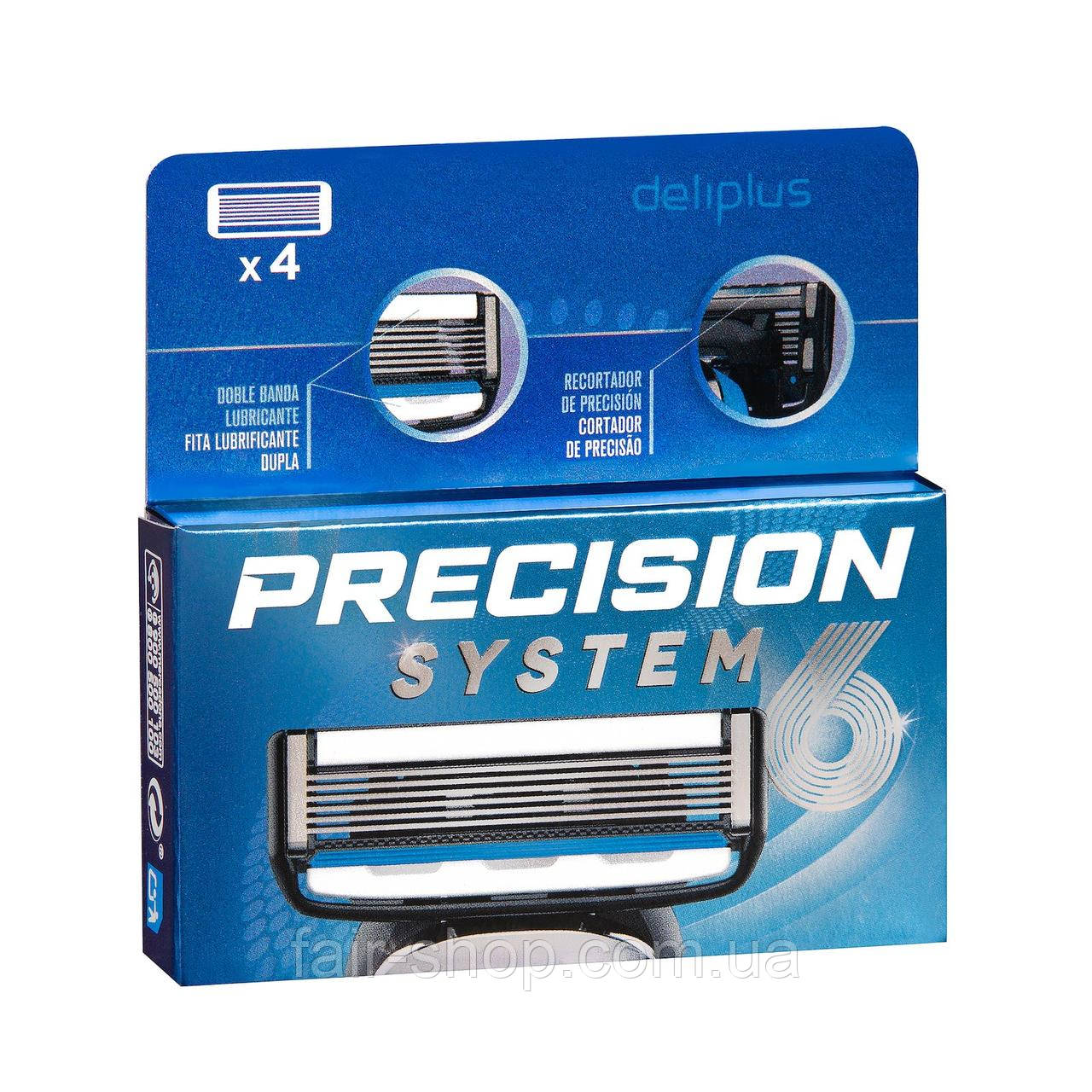 Бритва Deliplus Precision System 6 razor blade replacements 6 blades Deliplus, оригінал. Доставка з США/ЄС протягом 14 днів, фото 1