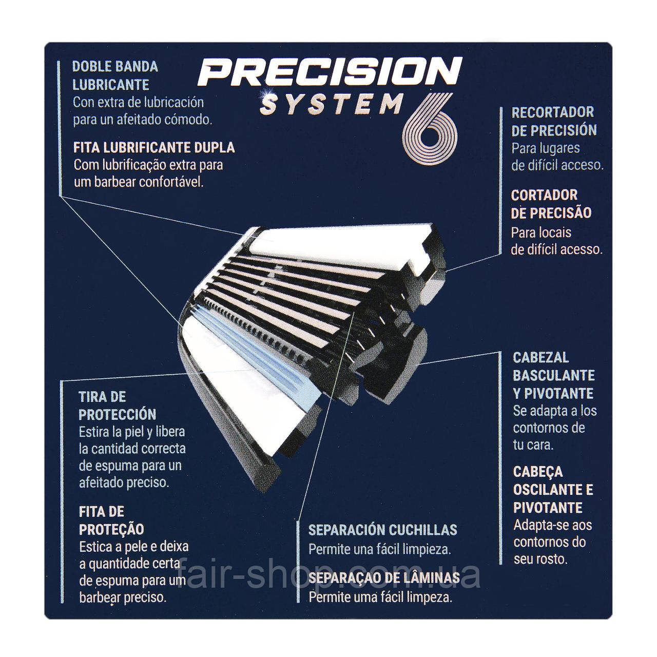 Бритва Deliplus Precision System 6 razor blade replacements 6 blades ...