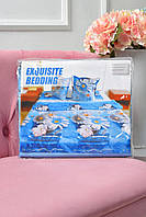 Комплект постельного белья голубого цвета с цветочным принтом евро 163900T Бесплатная доставка