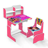 Парта школьная "Леди Баг" ПШ 044 ЛДСП цвет розовый (1) 69*45 см., + 1 стул