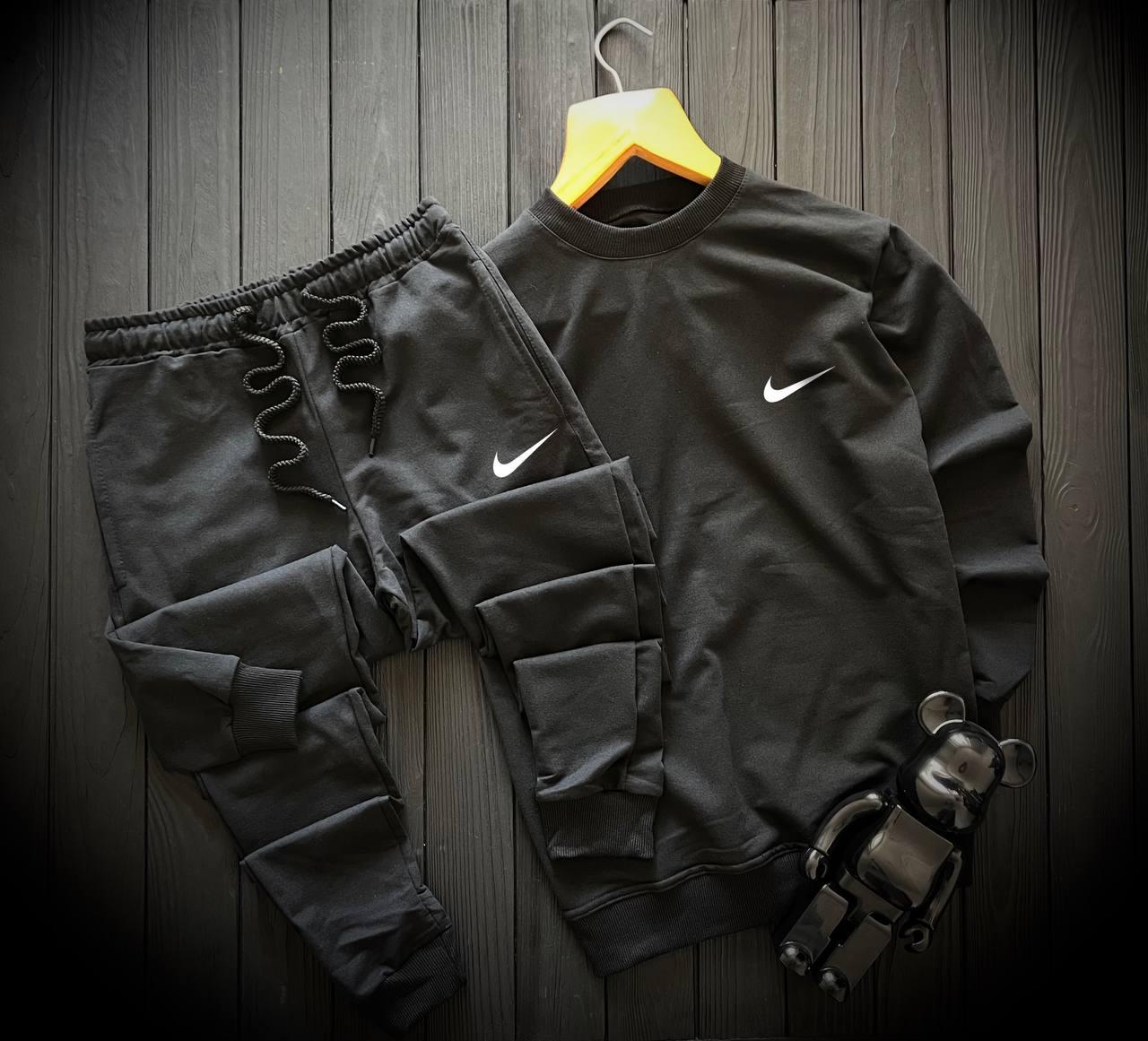 Спортивний костюм Nike чоловічий осінній весняний чорний трикотажний найк світшот штани весна осінь