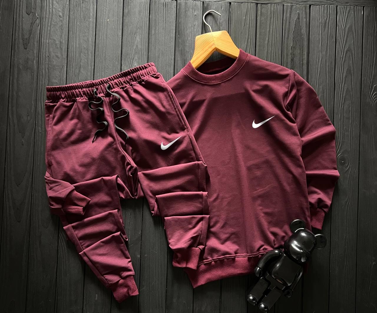Спортивний костюм Nike чоловічий осінній весняний бордовий трикотажний найк світшот штани весна осінь