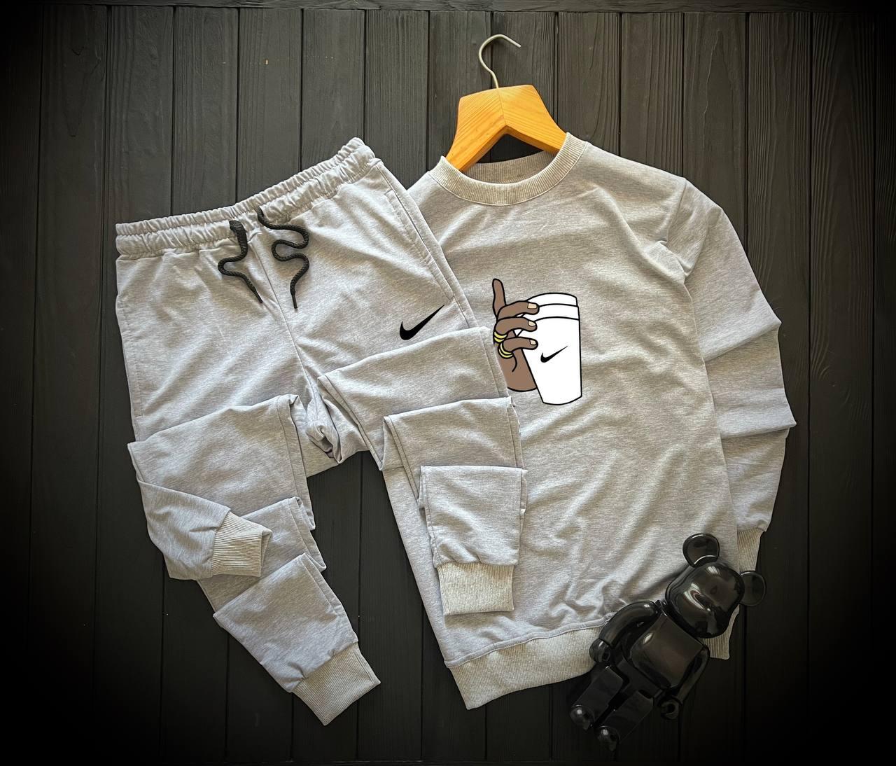 Спортивний костюм чоловічий Nike coffee трикотажний весняний осінній кофта штани весна осінь найк сірий