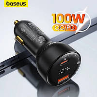 Автомобільний зарядний пристрій Baseus Superme Digital Display QC 4.0+PD3.0 PPS 100W USB +Type-C Чорний