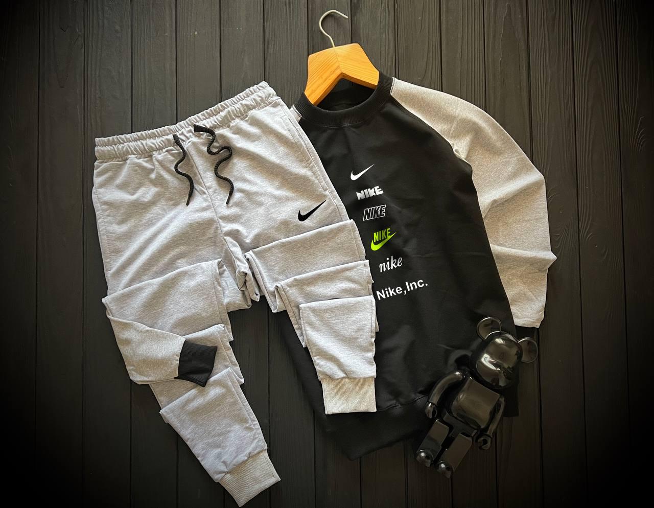 Чоловічий спортивний костюм Nike Ink осінній весняний трикотажний кофта штани весна осінь найк сірий-чорний