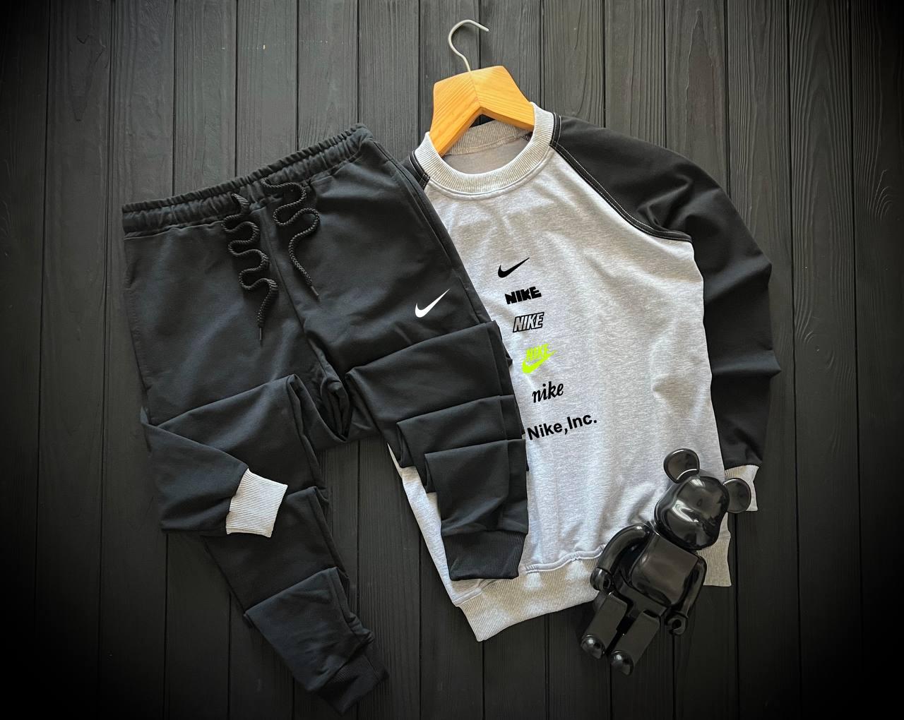 Чоловічий спортивний костюм Nike Ink осінній весняний трикотажний кофта штани весна осінь найк чорно-сірий