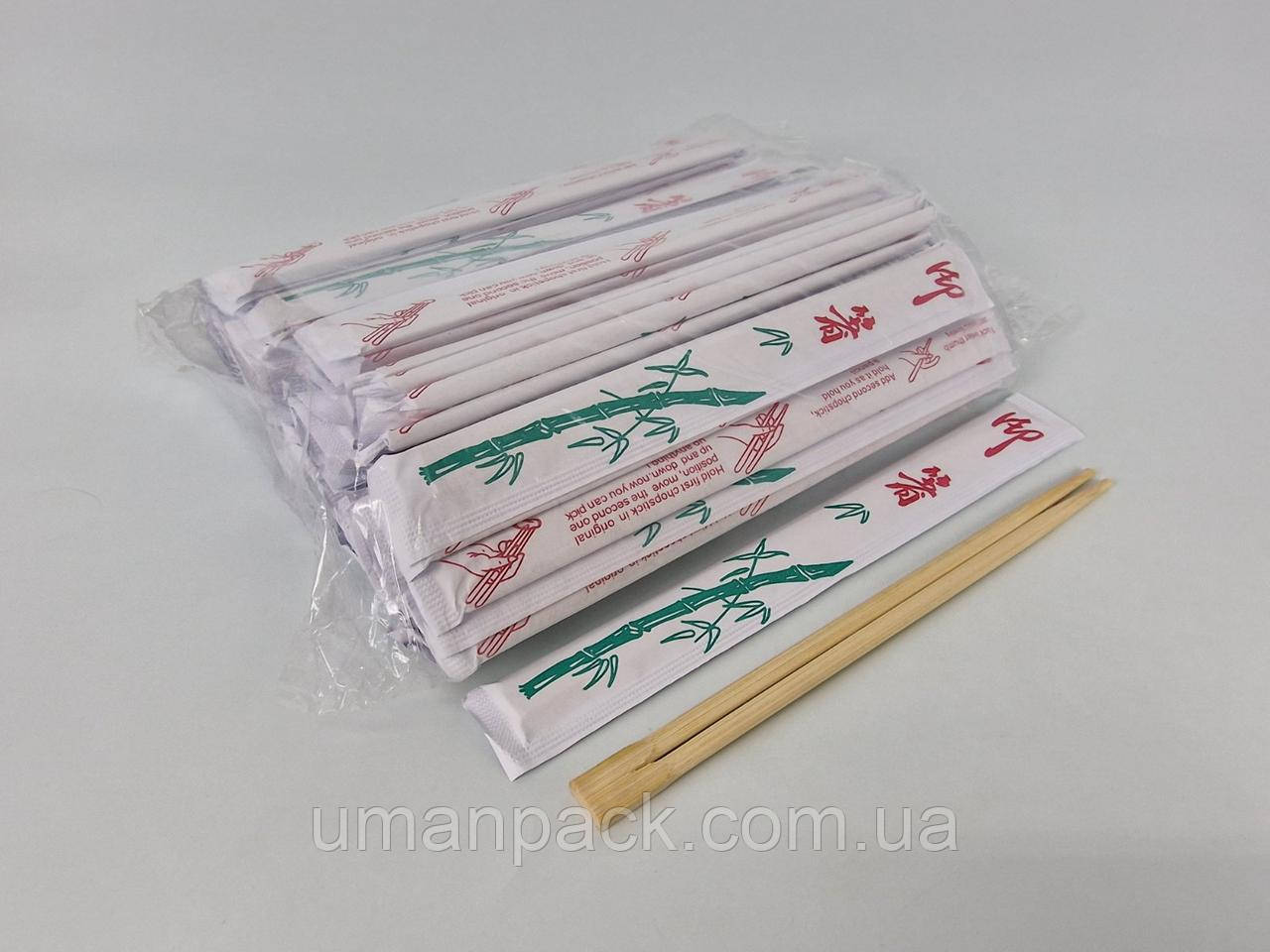 Палички для суші бамбукові в паперовій інд. пакованні 210 мм d=4,2 мм 100 шт./пач. (30 уп./ялій) БАМБУК (1 пачка)