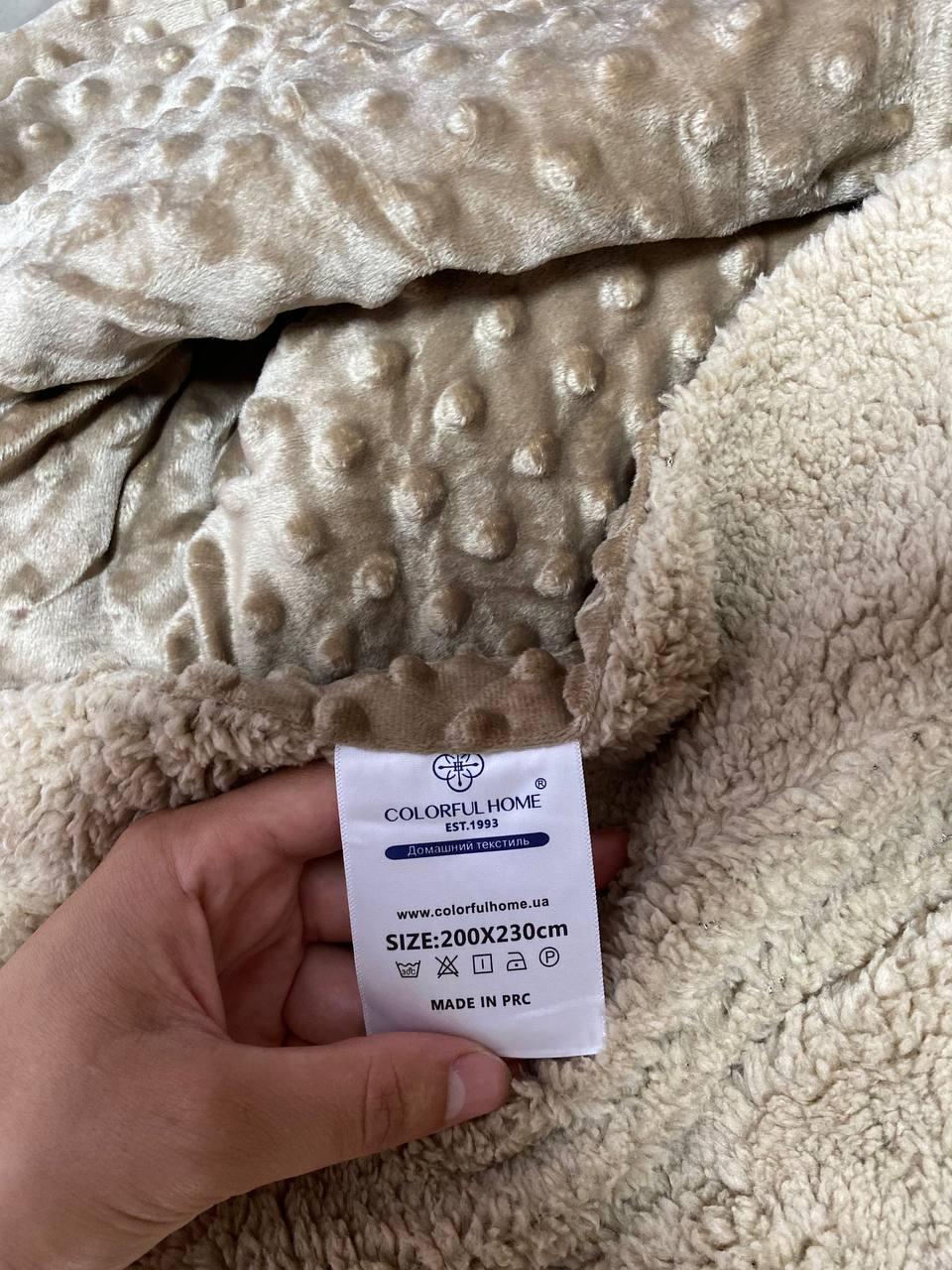 Двосторонній плед - покривало на овчині з Євро розмір 200*230 Різні кольори