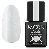 Кольорова база Moon Ful Rubber Base Aurora No2001 біла з дрібним шимером, 8 мл.