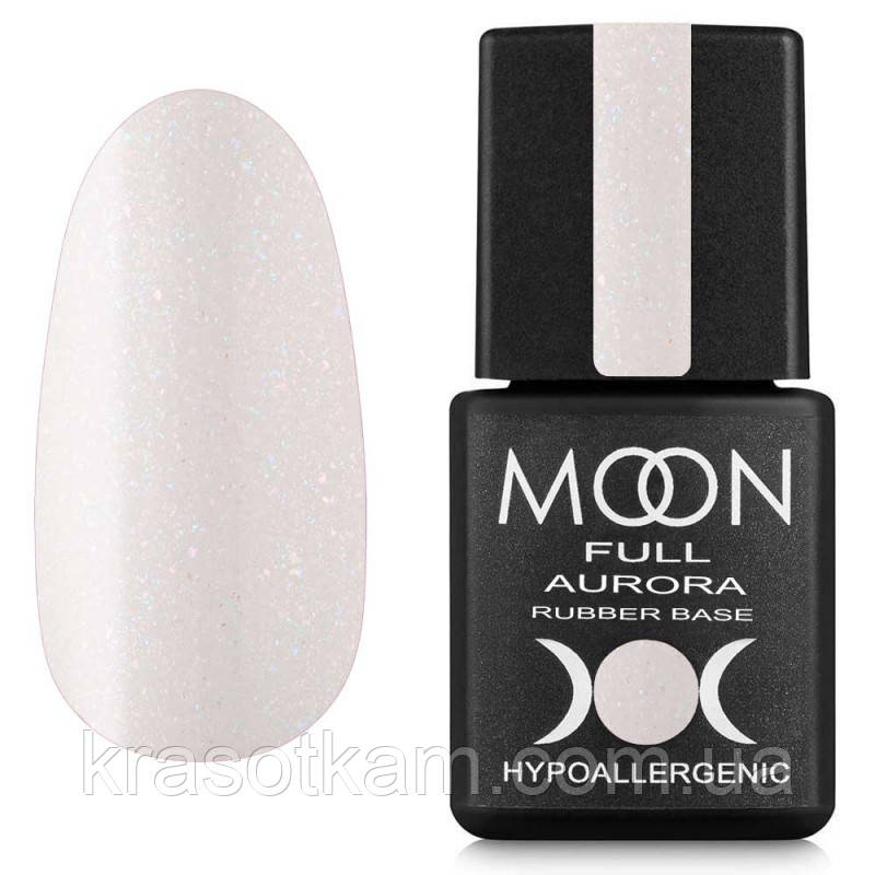 Кольорова база Moon Ful Rubber Base Aurora No2002 натуральна з дрібним шимером, 8 мл.