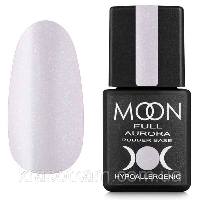 Кольорова база Moon Ful Rubber Base Aurora No2007 молочно-рожева з дрібним шимером, 8 мл.