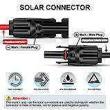 Дротовий сонячний кабель. Одна пара (1 шт. чорний + 1 шт. червоний) 10-футовий 10AWG сонячний, фото 5