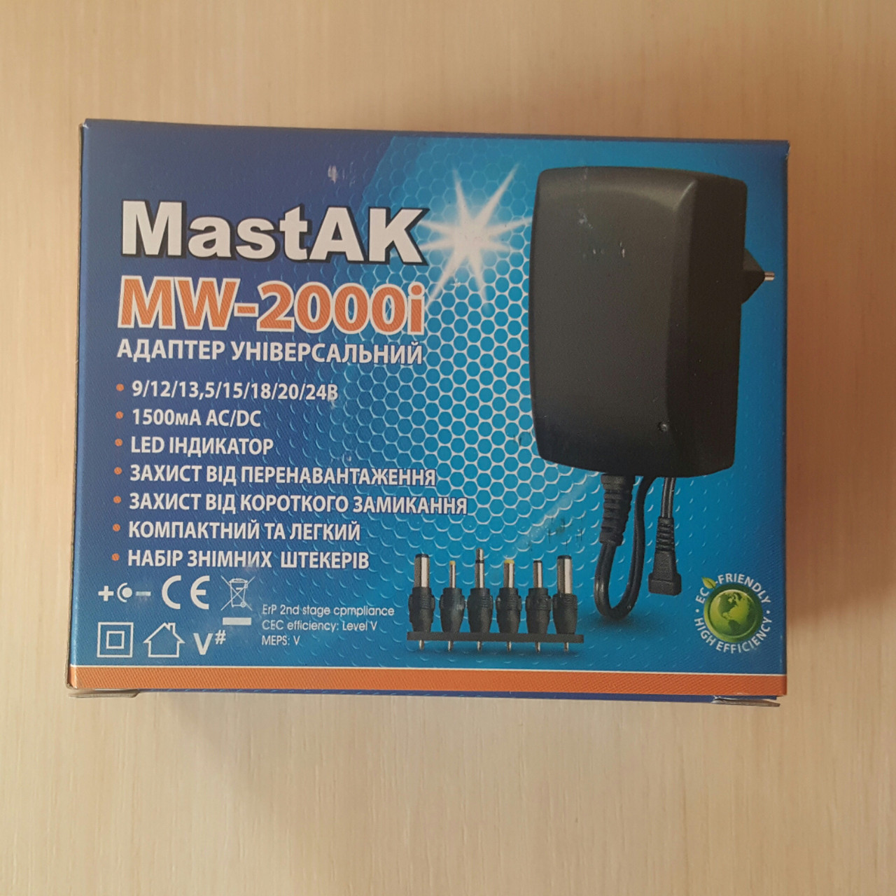 Універсальний блок живлення від 9V до 24 V 1500 mAh MastAK MW-2000i