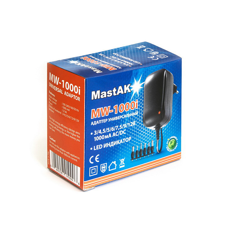 Універсальний блок живлення 3-12 V 1000 mAh MastAK MW-1000i + 6 насадок