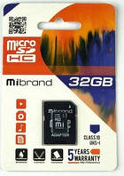 Карта памяти Mibrand micro SDHC 32Gb (class10) UHS-I U3 + SD адаптер (MICDHU3/32GB-A)