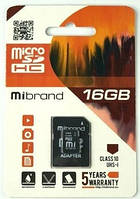 Карта памяти Mibrand micro SDHC 16Gb (class10) UHS-I U1 + SD адаптер (MICDHU1/16GB-A)