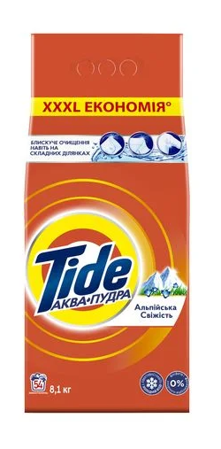 Стиральний порошок Tide Автомат Альпийська свіжість для білого білого білого 8.1кг 54 прання