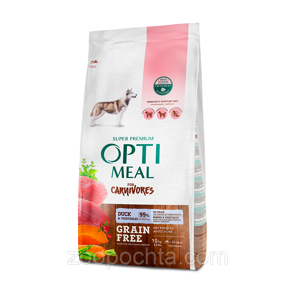 Беззерновий сухий корм Optimeal для собак усіх порід з качкою й овочами 10КГ, фото 1