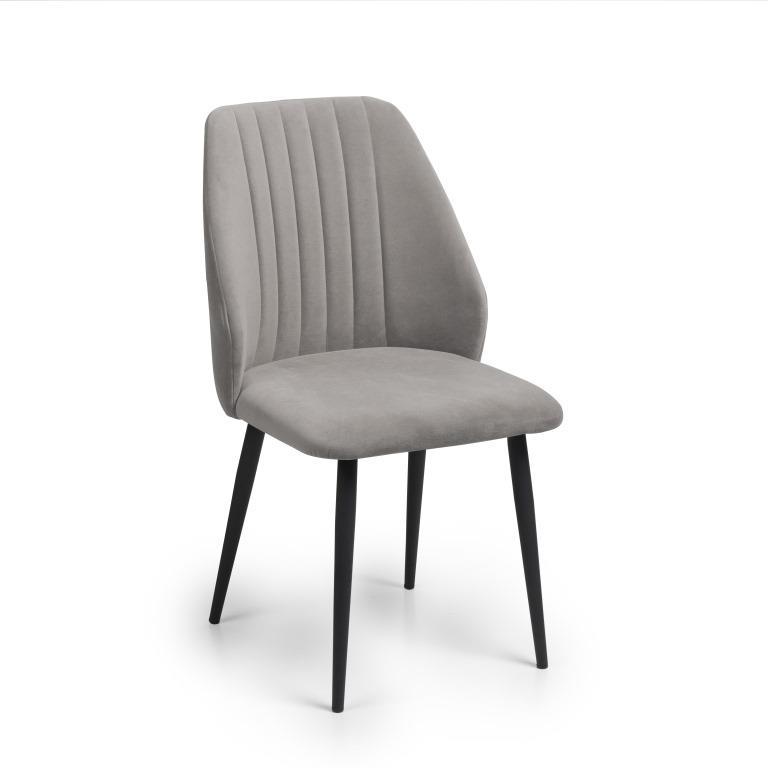 Стілець обідній "Рива" на металевих ніжках, тканина світло-cіра, фото 1