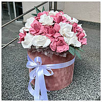 Букет из мыльных роз. Коробка с цветами. Подарок жене на годовщину. Подарок для девушки на 8 марта