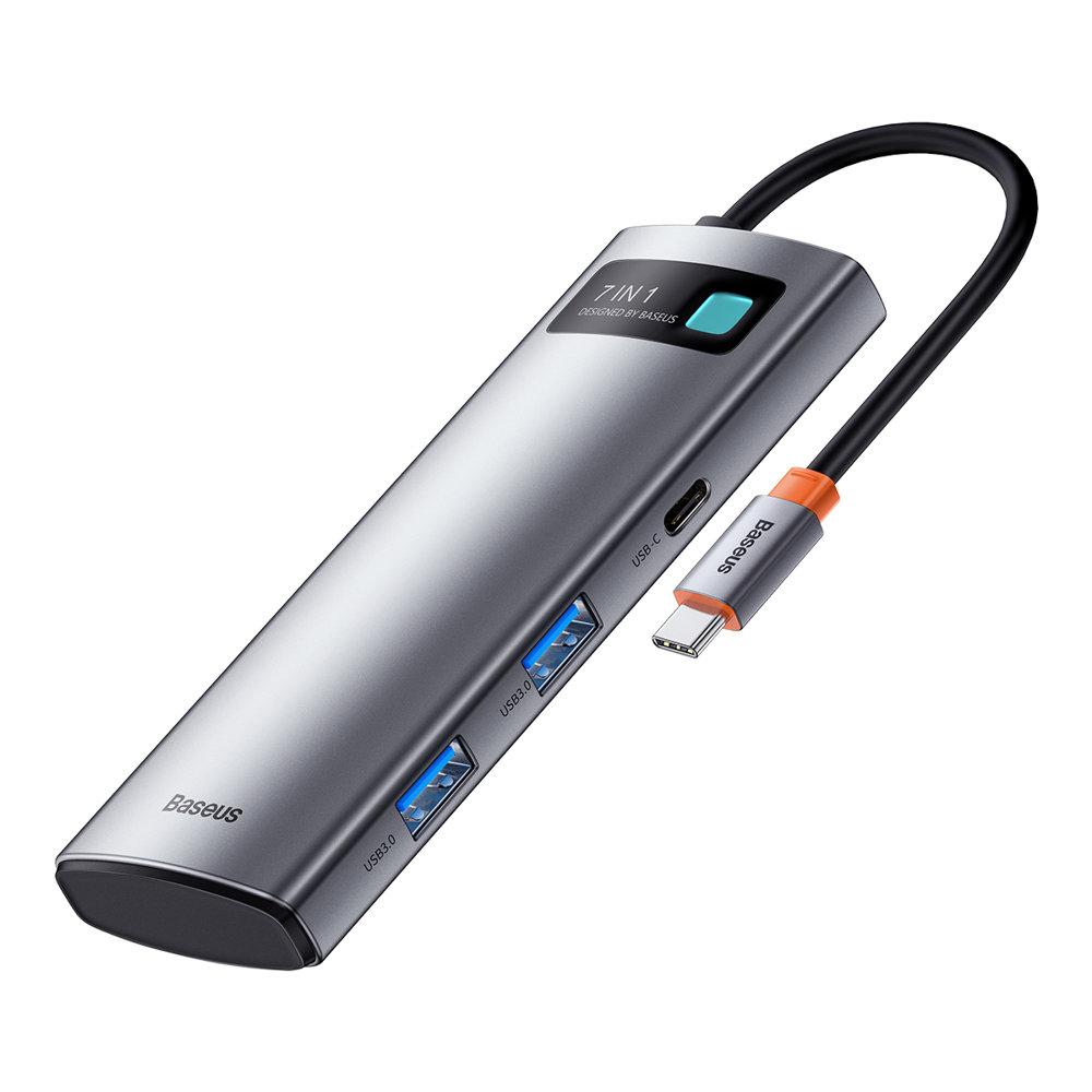 USB-хаб концентратор Baseus Metal Gleam Series 7in1 Type C HDMI TF PD Grey (WKWG020113)