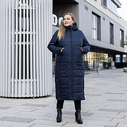 Жіночі зимові куртки  великих розмірів 48-56 темно-синій