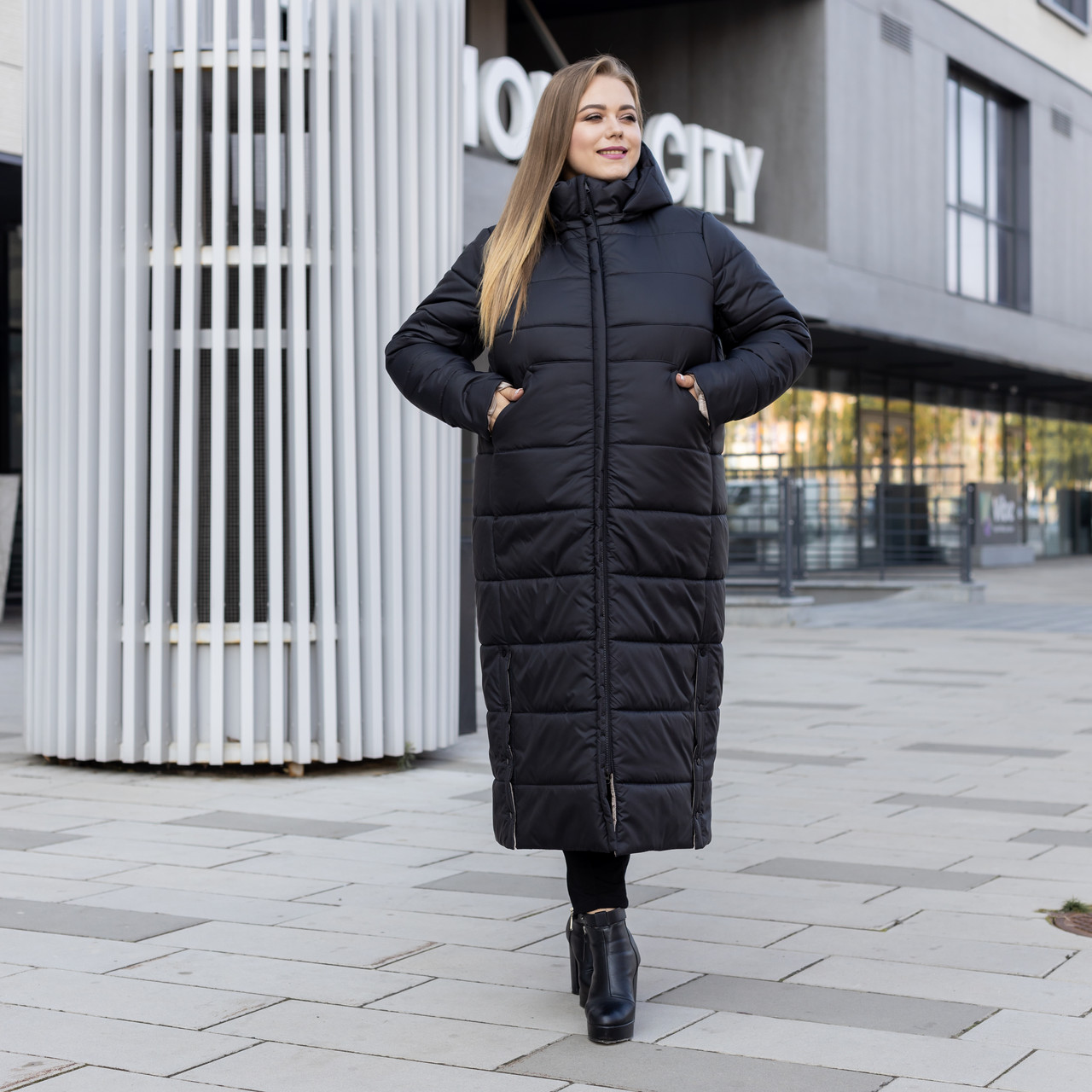 Пальто зимові жіночі  великих розмірів 48-56 чорний