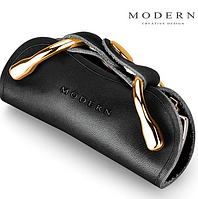 Ключница кожаная, чехол кожаный для ключей Premium Modern 003VMJ Черный
