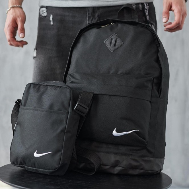 Чоловічий спортивний рюкзак Nike Air чорний, чоловіча сумка месенджер Найк у подарунок