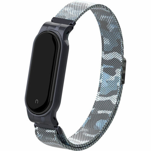 Ремінець для Xiaomi Mi Band 5 / 6 Metal Magnetic Blue Camouflage