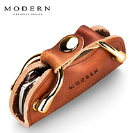 Ключница кожаная, чехол кожаный для ключей Premium Modern 003VMJ Коричневый