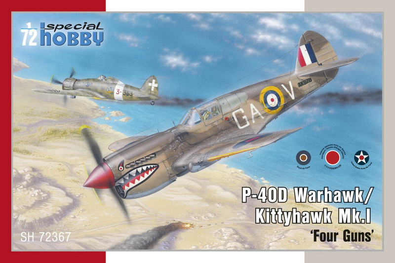 Пластикова модель 1/72 Special hobby 72367 американський винищувач P-40D Warhawk/Kittyhawk Mk.I ‘Four Guns’