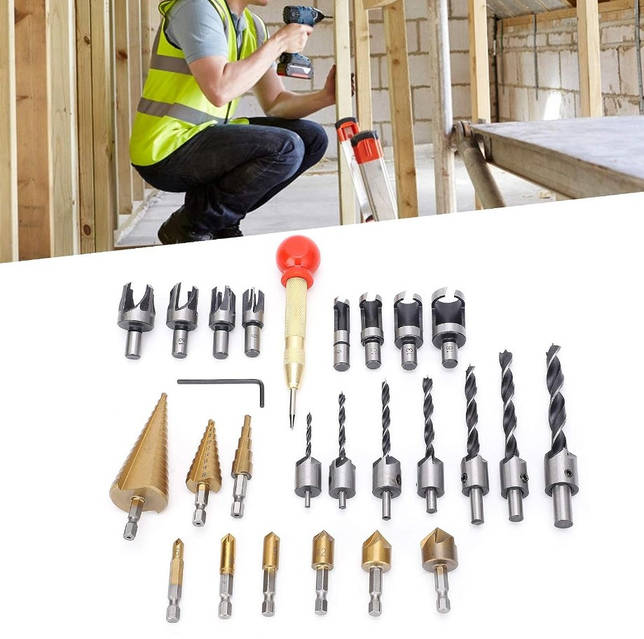 Набор сверл с зенковками, зенковки для снятия фаски, пробочники