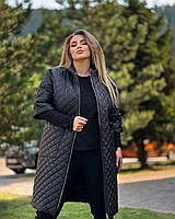 Куртка-пальто жіноче супербатальне до 68 розміру стьобана плащівка на синтепоні; підклад.