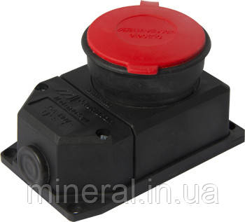 Силова розетка стаціонарна с захистною кришкою каучукова e.socket.rubber.315.25, 4п., 25А, фото 1