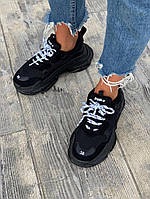 Balenciaga Triple S Clear Sole Black «White Logo» кроссовки и кеды высокое качество Размер 37