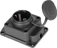 Розетка одинарна с захистною кришкою каучукова e.socket.rubber.029.1.16, з з/к, 16А, фото 3