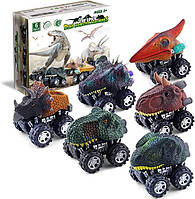 Машинка динозавр игрушечный набор DINOBROS Dinosaur Toy Pull Back Cars 6 Pack