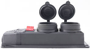 Розетка подвійна с захистною кришкою каучукова e.socket.rubber.029.2.16.s, з з/к, 16А, з вимикачем, фото 3