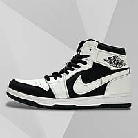 Кроссовки подростковые Nike Air Jordan 1 из натуральной кожи черно-белые демисезонные осень/весна