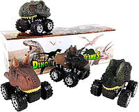 Машинка динозавр игрушечный набор DINOBROS Dinosaur Toy Pull Back Cars 4 Pack