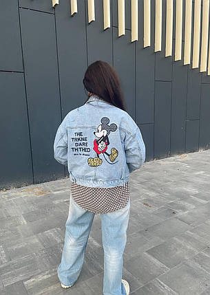 Стильна жіноча джинсова куртка Mickey Mouse на осінь, фото 1