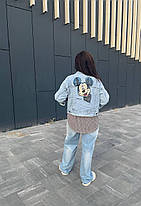 Дуже крута жіноча джинсова куртка з Мікі Маусом на осінь, фото 2