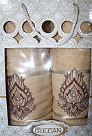 Набір махрових рушників "Gulcan" 2 шт подарункова коробка. Махровые полотенца в подарочной коробке