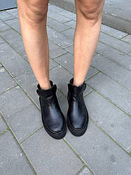 Зимові чорні черевики натуральна шкіра зима