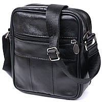 Кожаная небольшая мужская сумка Vintage 20370 Черный высокое качество