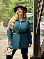 Стильная повседневная женская блуза из софта ассиметричная женская рубашка баталл яркие цвета зеленый, 56-58